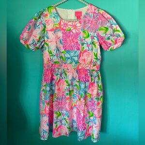 NWOT Girls Lilly Pulitzer Floral Short Sleeve Dress w/Elastic Waist in Back